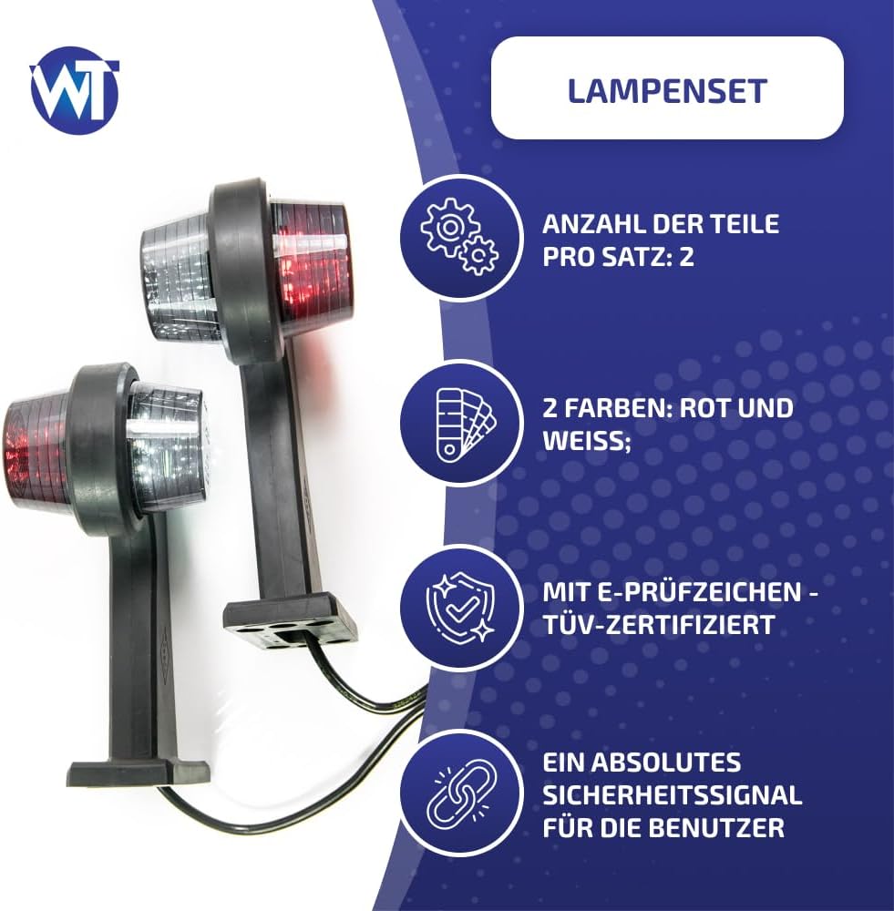 2 x LED Gummi Begrenzungsleuchte Seitenleuchte 12V 24V mit Old School STYLE DARK Graphite Positionsl