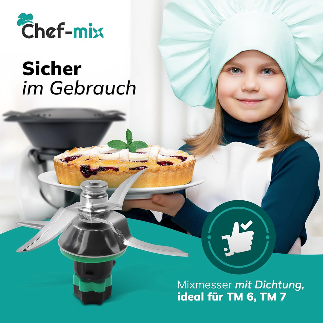 TM6 Ersatzmesser Mixmesser aus Edelstahl mit Dichtring Ersatz für Vоrwerk Thermоmix Messer TM6 TM7 -
