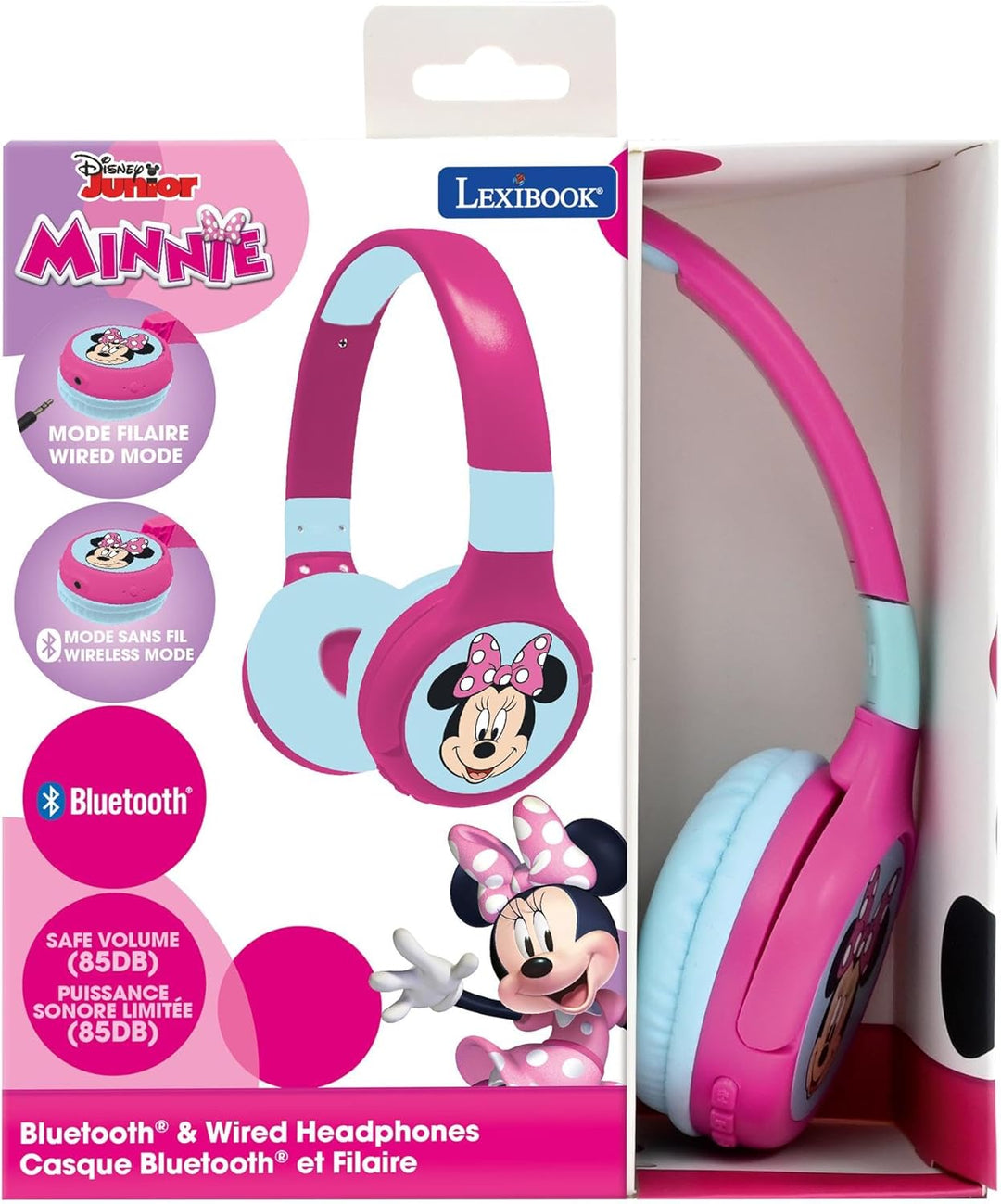 Lexibook - Disney Junior Minnie -2-in-1-Audio-Headset Bluetooth & Kabelgebunden mit Mikrofon und Ste