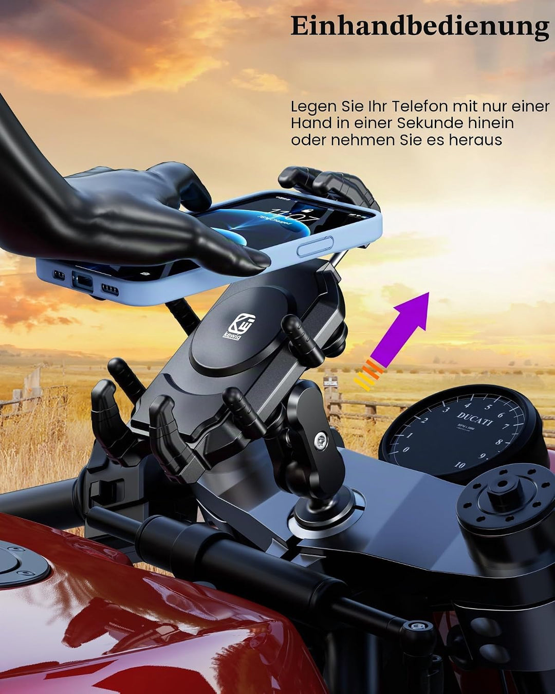BRCOVAN Motorrad Gabelvorbau Handyhalterung mit Vibrationsdämpfer und Hochgeschwindigkeits-Sicherhei