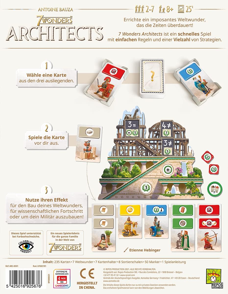 Asmodee | Repos Production | 7 Wonders Architects | Kennerspiel | Strategiespiel | 2-7 Spieler | Ab