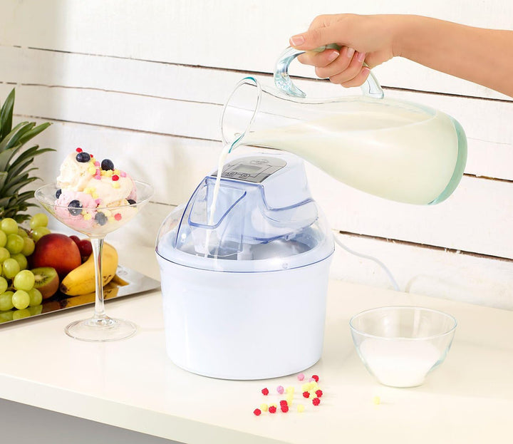 Rosenstein & Söhne Speiseeisbereiter: 4in1-Eismaschine EMA-300 mit LCD-Display, für 1,5 Liter Speise