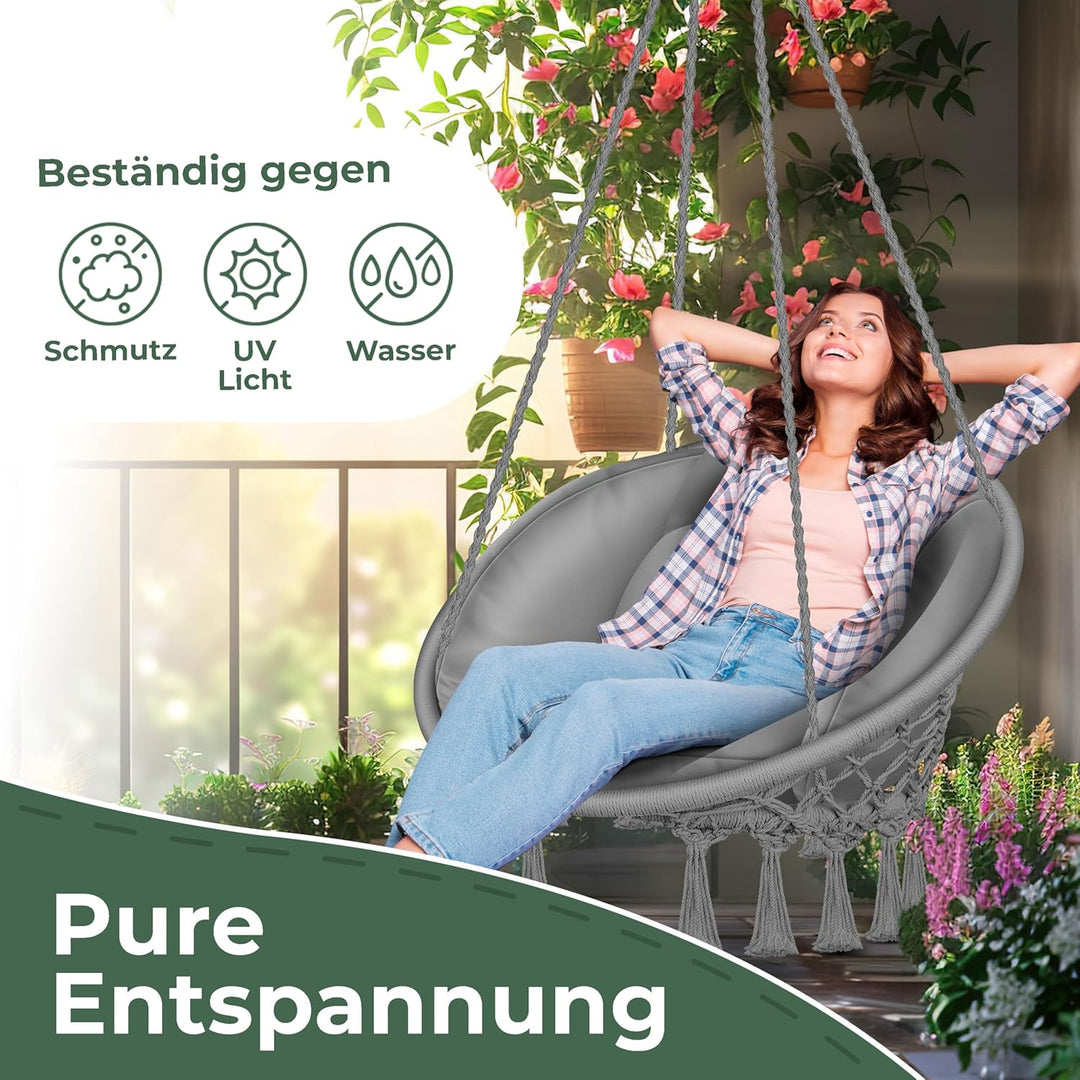 KESSER® Hängesessel mit Kissen - Chill Hängestuhl zum Aufhängen für Erwachsene & Kinder Hängematte b