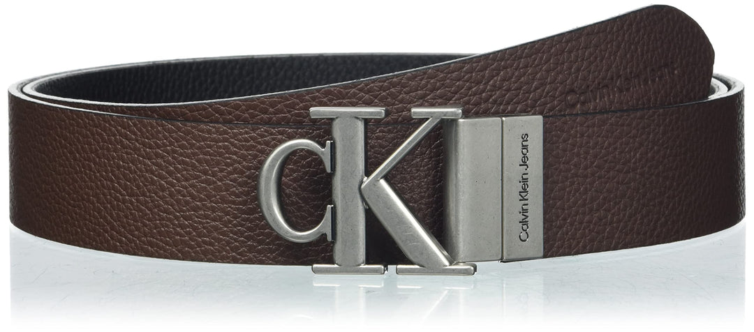 Calvin Klein Jeans Herren Mono Hardware REV Belt 35MM Gürtel, Black/Bitter Brown, 80