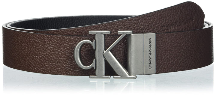 Calvin Klein Jeans Herren Mono Hardware REV Belt 35MM Gürtel, Black/Bitter Brown, 80