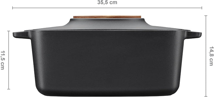 Fiskars Norden Topf, 5 l, Oval, Gusseiserner Schmortopf mit THERMIUM Antihaft-Behandlung, abnehmbare