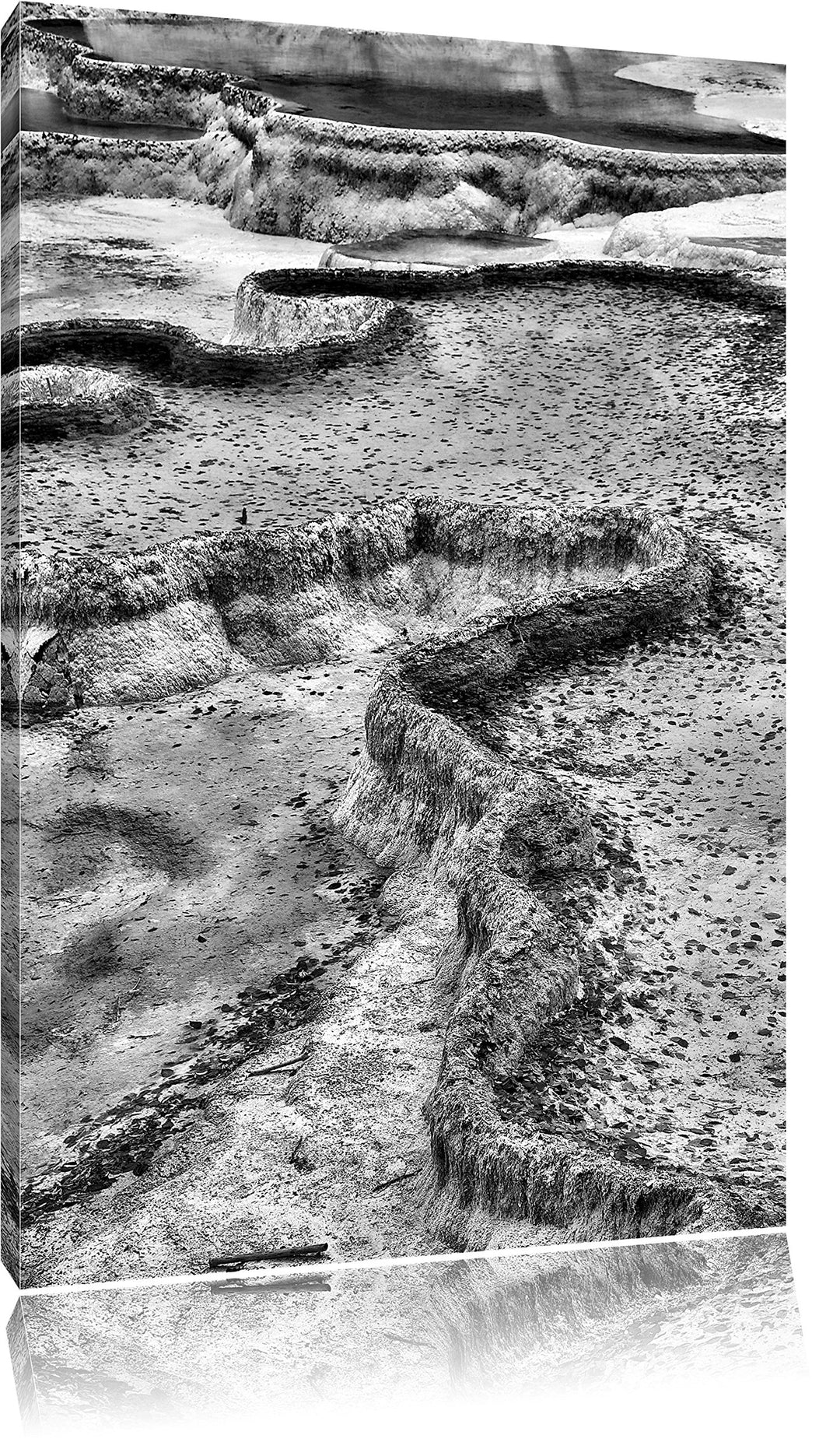 Pixxprint Monocrome, beeindruckende Kalksteinterasse, Format: 100x70 auf Leinwand, XXL riesige Bilde