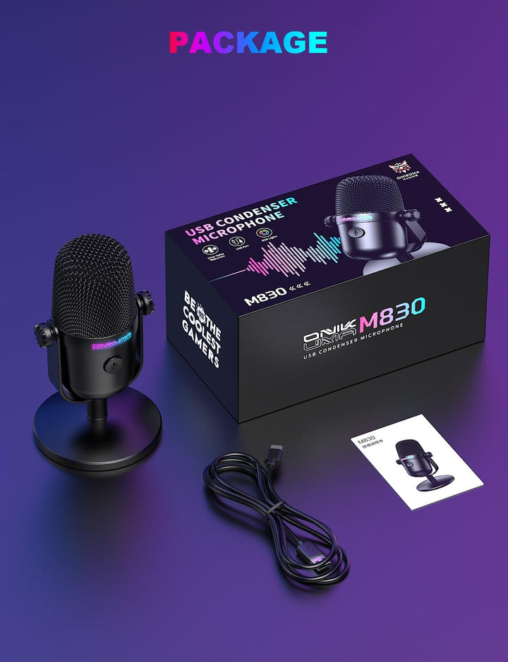 Gaming-Mikrofon mit Geräuschunterdrückung & Stummschalttaste, USB-Kondensatormikrofon für Streaming/