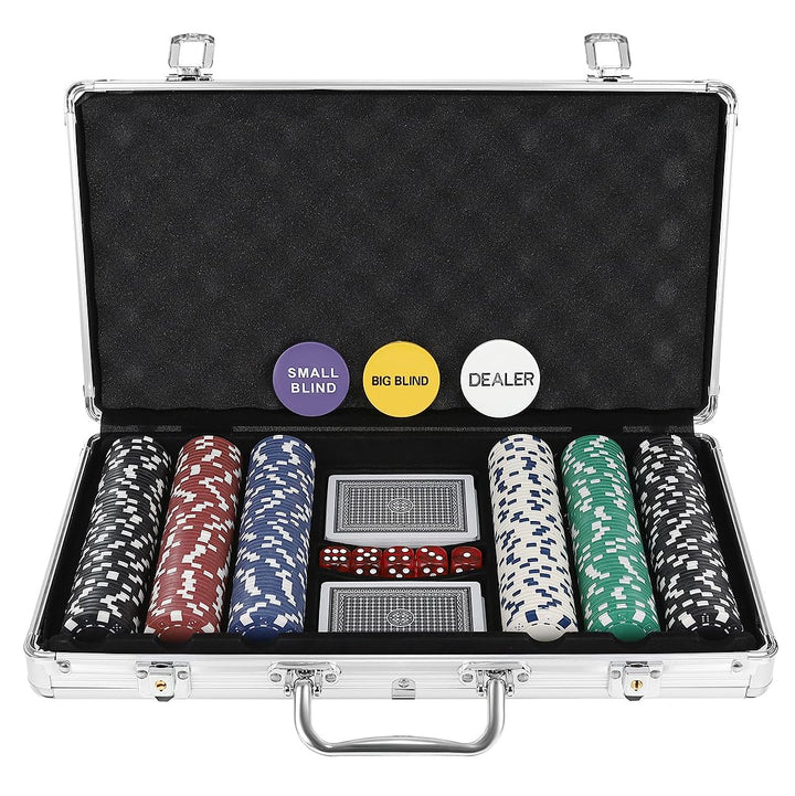 MT MALATEC Texas Holdem Pokerset mit Pokerkoffer aus Aluminium Abschliessbar 2 Kartendecks 300 Poker