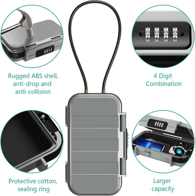 ORIA Tragbarer Tresor mit Zahlencode, Sicherheitsbox Outdoor Sicherheitssafe, mit abnehmbarem Drahts