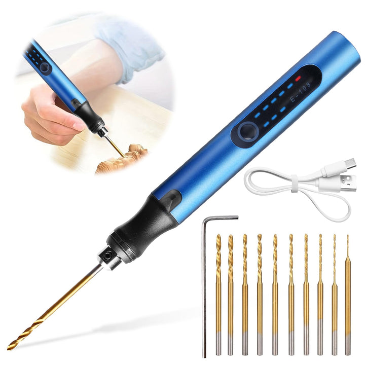 Mini Handbohrer Elektrisch: 3-Gang-Elektro-Mini-Bohrstift, Wiederaufladbare DIY Mini Bohrer mit 10 B