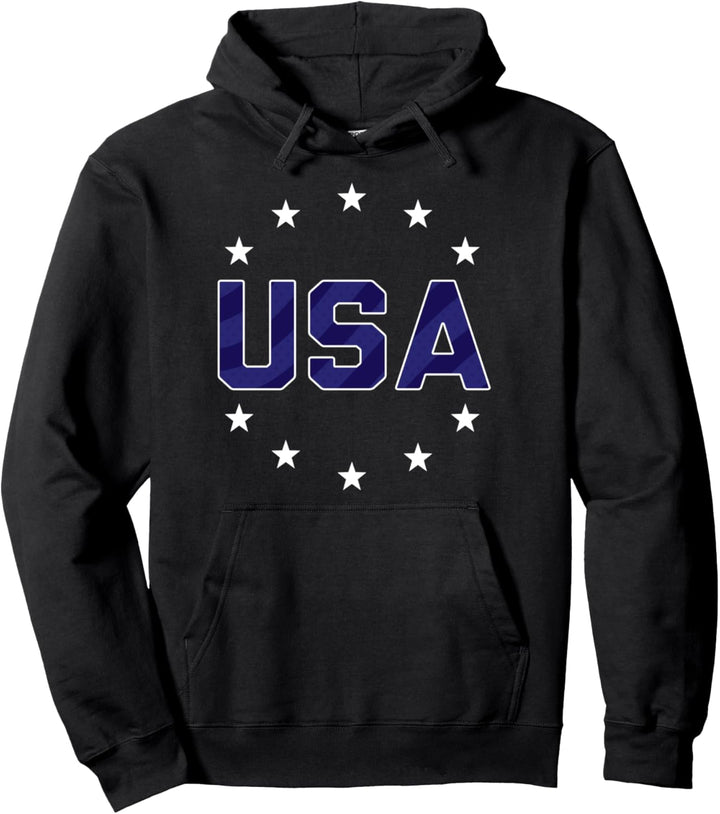 Trendy USA Blue Fill Circling Stars Pullover Hoodie