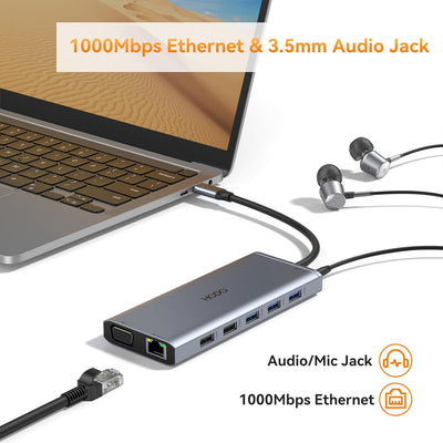 USB C Docking Station Dual Monitor,USB-C Laptop Dockingstation,Triple Display USB C Hub Adapter mit