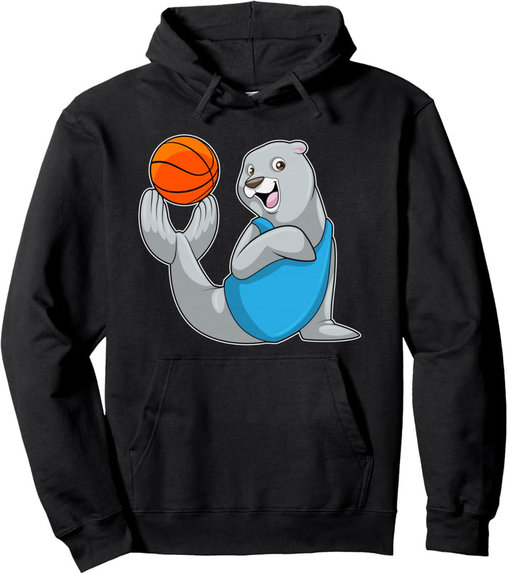 Seehund Basketballspieler Basketball Sport Pullover Hoodie