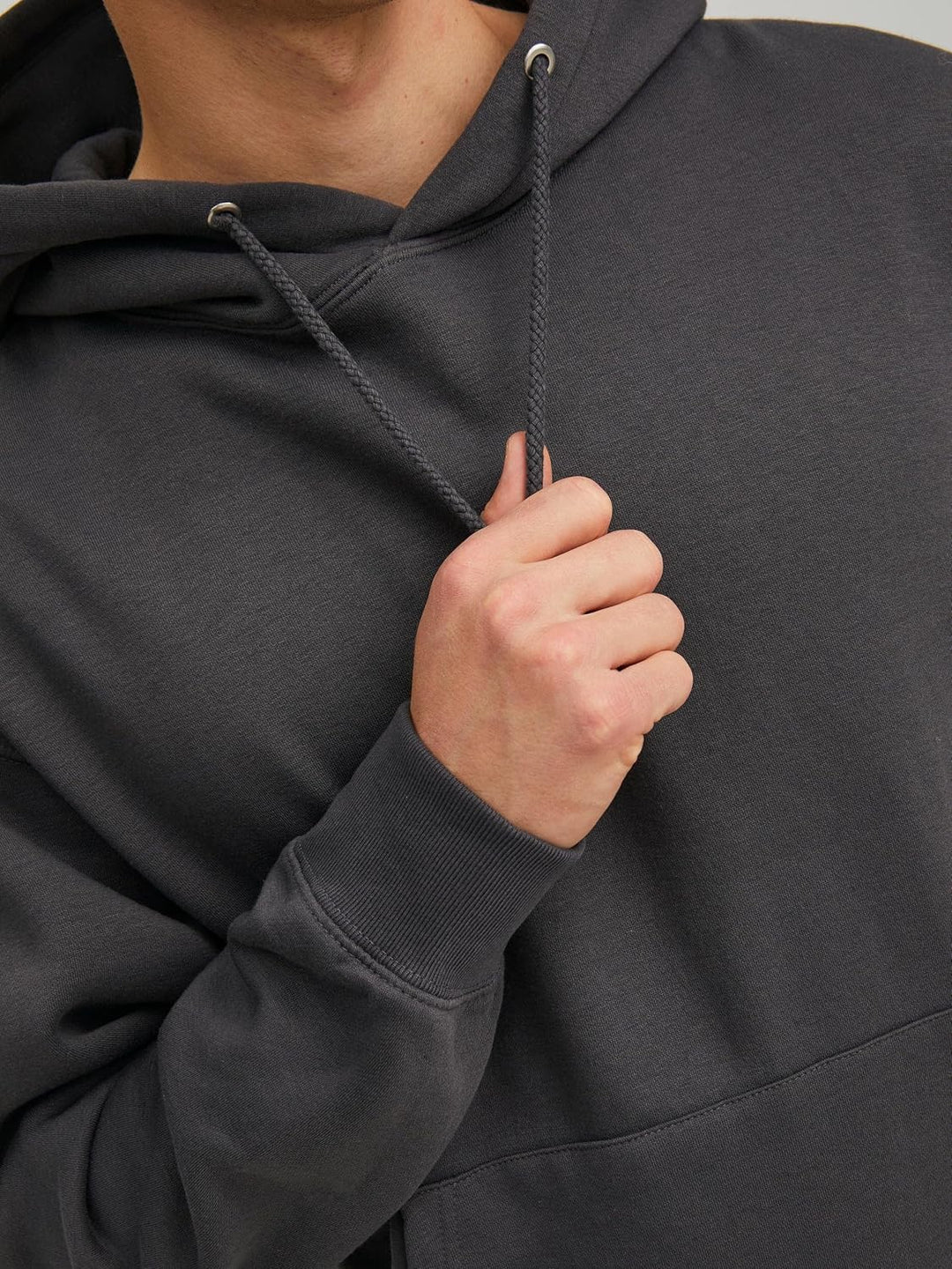 JACK & JONES Herren Basic Hoodie Soft Sweat Hood Jumper Kapuzen Pullover, XS Grau (Asphalt/Reg)