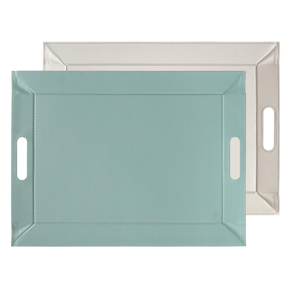 FREEFORM DUO - 2in1 wendbares Tablett &amp; Tischset, mint/grau, Kunstleder, Masse: 55 x 41 cm Mint/Grau