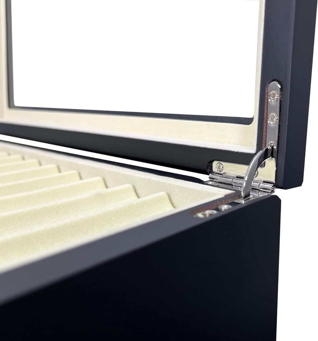 Stifthalterbox mit Vitrine für 78 schwarze Holzstifte