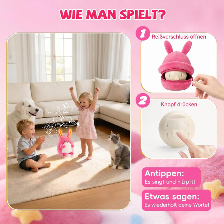 SAIMAND Baby Spielzeug 6-12 Monate, Hase Kuscheltier, Musikalische Spielzeug ab 1 2 Jahr, Tummy Time
