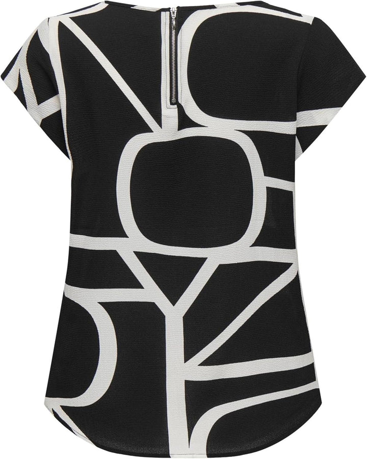 ONLY Vic Short Sleeve Top 34 Black/Aop:maritime Great Logo, 34 Black/Aop:maritime Great Logo