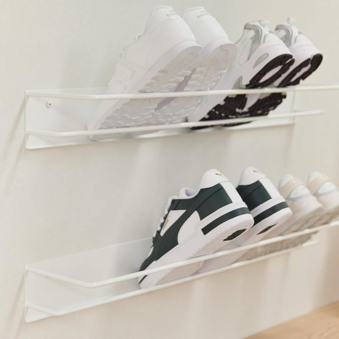 Elegantes Schuhregal Metall (Verkehrsweiss 2er Set, 60cm) „INN“ – Moderne Schuhaufbewahrung Schuhabl