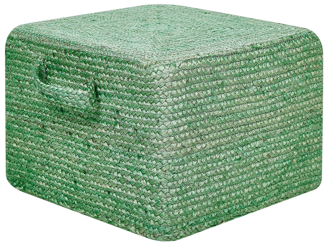 Pouf aus Jute grün 45x45x30 cm Sitzhocker im Boho Stil Dhadar