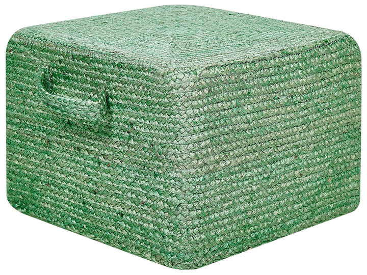 Pouf aus Jute grün 45x45x30 cm Sitzhocker im Boho Stil Dhadar