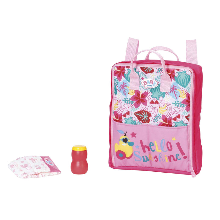 BABY born Holiday Wickelrucksack, Puppenwickeltasche in pink inkl. 1 Windel und Puderdose, 829233 Za