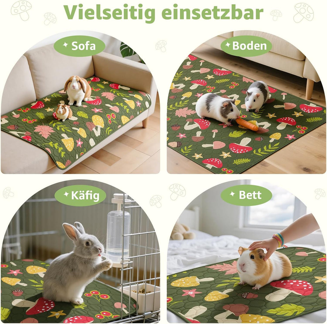 PICK FOR LIFE 2 Stück Pipipads Meerschweinchen waschbar, 60x45 cm 4-lagig saugfähige auslaufsichere