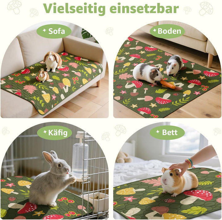 PICK FOR LIFE 2 Stück Pipipads Meerschweinchen waschbar, 60x45 cm 4-lagig saugfähige auslaufsichere