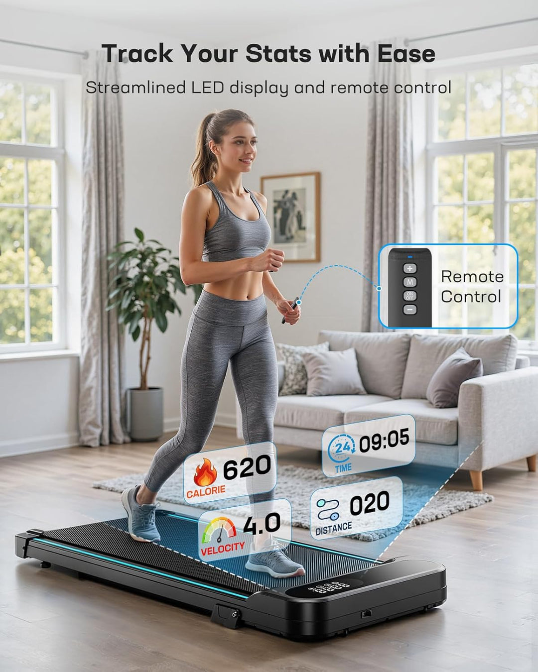 HUANUO Walking Pad, Laufband für Zuhause mit Steigung 5%, 150 kg Gewichtskapazität, 2,5 HP Laufband