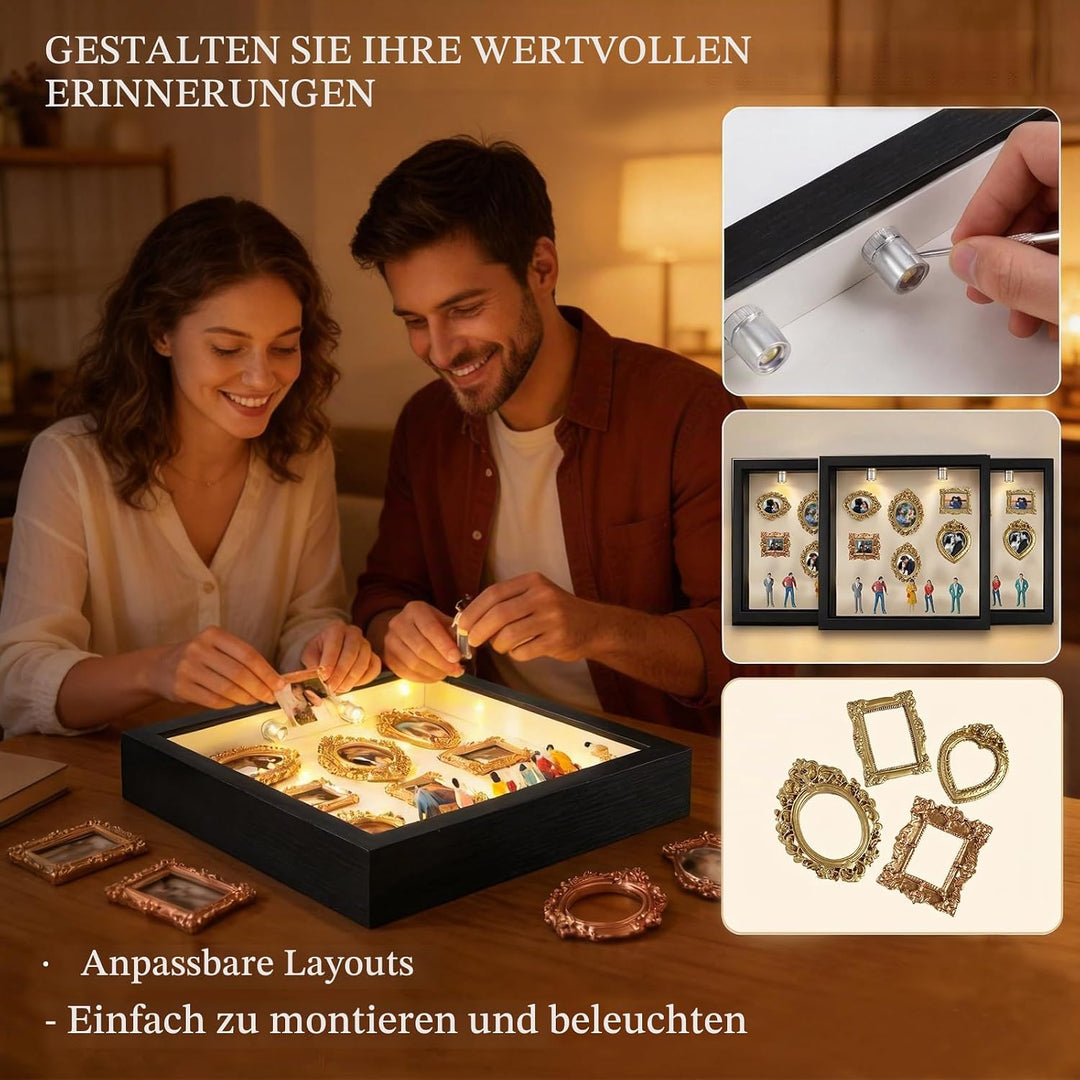 DIY Mini Museum Silhouette Box, Foto Erinnerungsanzeige Set, Fotospeicher Bilderrahmens mit 8 Mini G