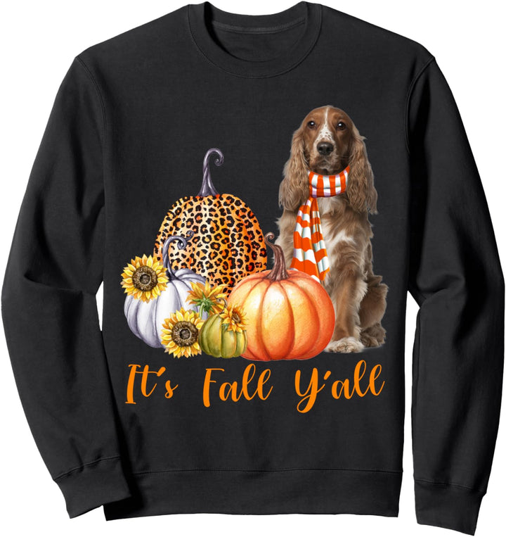 It's Fall Y'all American Cocker Spaniel Leopard Kürbis Herbst Sweatshirt