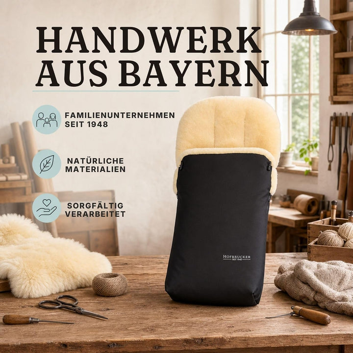 Hofbrucker Lammfell-Fusssack Putzi Kinderwagen, Buggy/Winterfusssack wind- &amp; wasserabweisend/Warmer