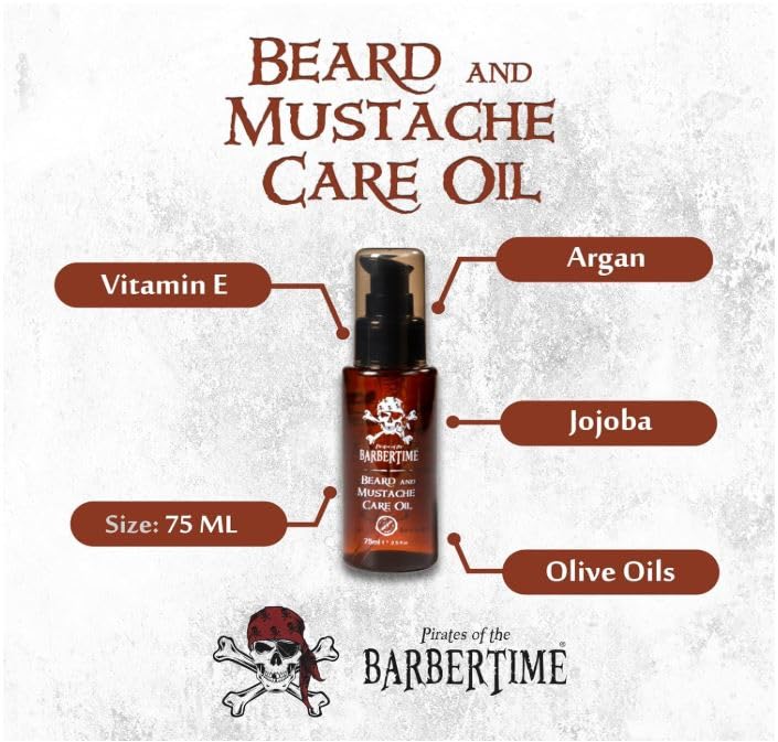 Bart & Schnurrbart Öl 75ml | Bartpflege mit Argan-, Jojoba-, Mandel-, Oliven- & Sonnenblumenöl | Wei