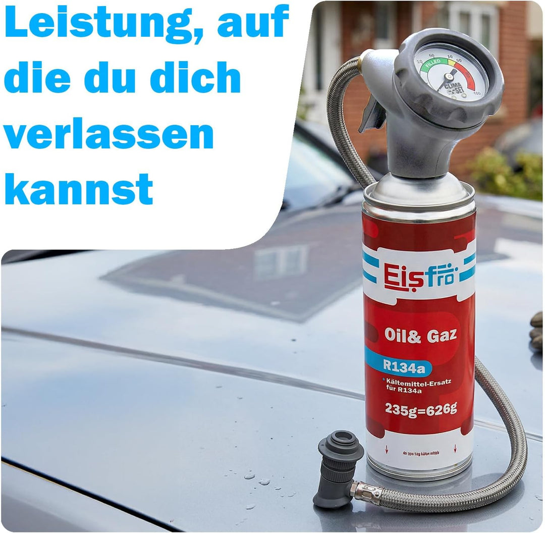 Ersatz für R134a Kältemittel Gas 3 x 235 g mit Schlauch für Klimaanlage – Auto Klimaanlage Nachfülle