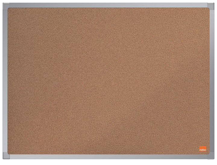 Nobo Kork-Notiztafel, 45 x 60 cm, Aluminiumrahmen, Traditionelle Eckmontage, Naturbraun, Essence-Ser