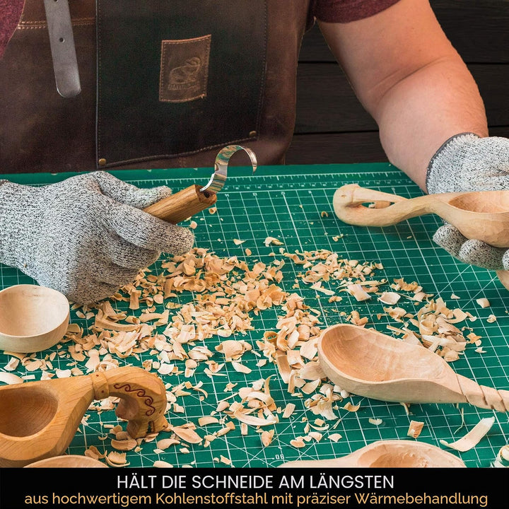 BeaverCraft SK1S Hakenmesser Holzschnitzlöffel Schnitzmesser mit Lederscheide - Holzschnitzhakenmess
