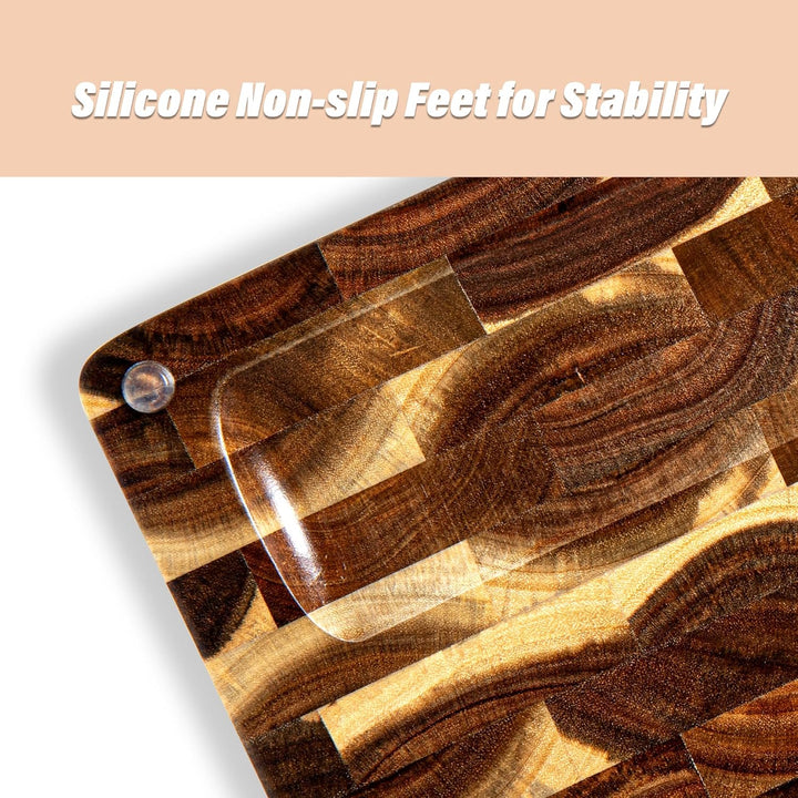 Schneidebrett Holz aus Akazienholz, TJ POP Holzschneidebrett Gross 38 x 28 x 3cm, Premium Küchenschn