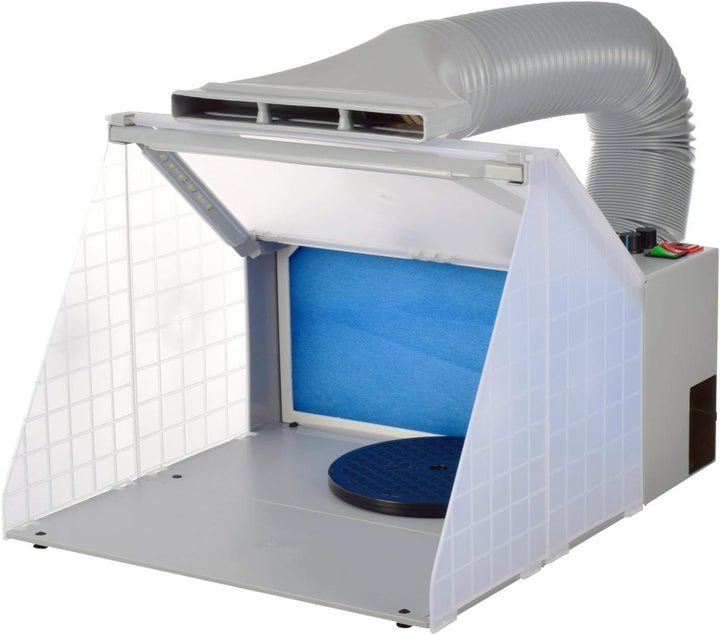 Tragbar Airbrush Lackierkabine mit drehbarer Plattform, Spritzkabine, Sprühkabine mit Led Beleuchtun