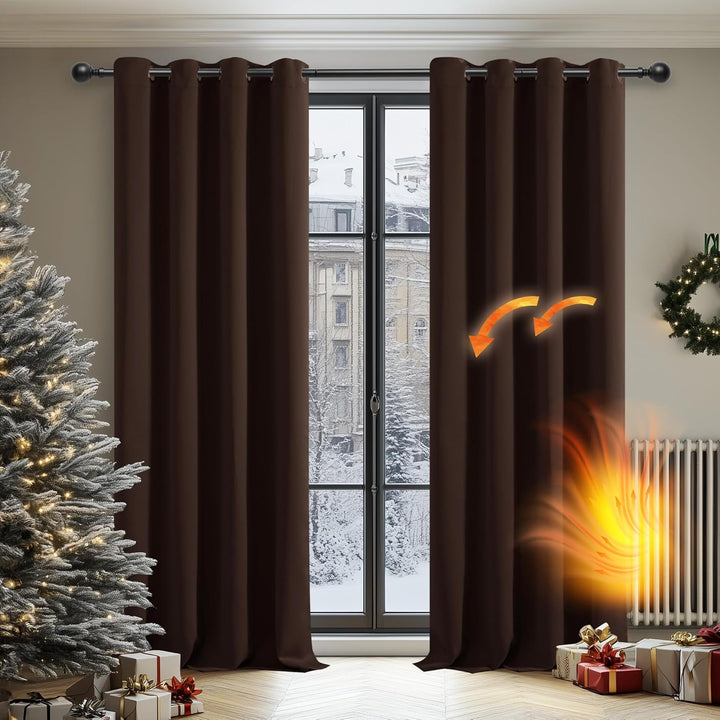 Deconovo Blickdicht Gardinen mit Ösen für Schlafzimmer Thermogardine Kälteschutz Vorhang Blickdicht,