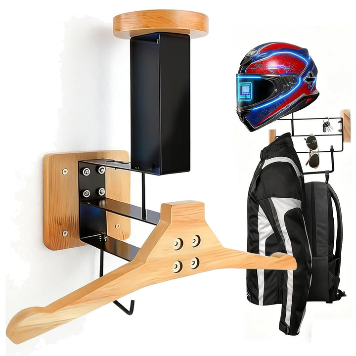 Helmhalterung für Motorradhelme Massivholz und robuster Stahl Wand Motorrad Zubehör Motorradhelm Hal
