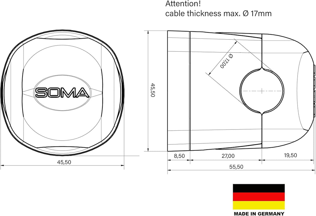Diebstahlschutz für Ladekabel bis AD 17 mm Schwarz 17, Schwarz 17