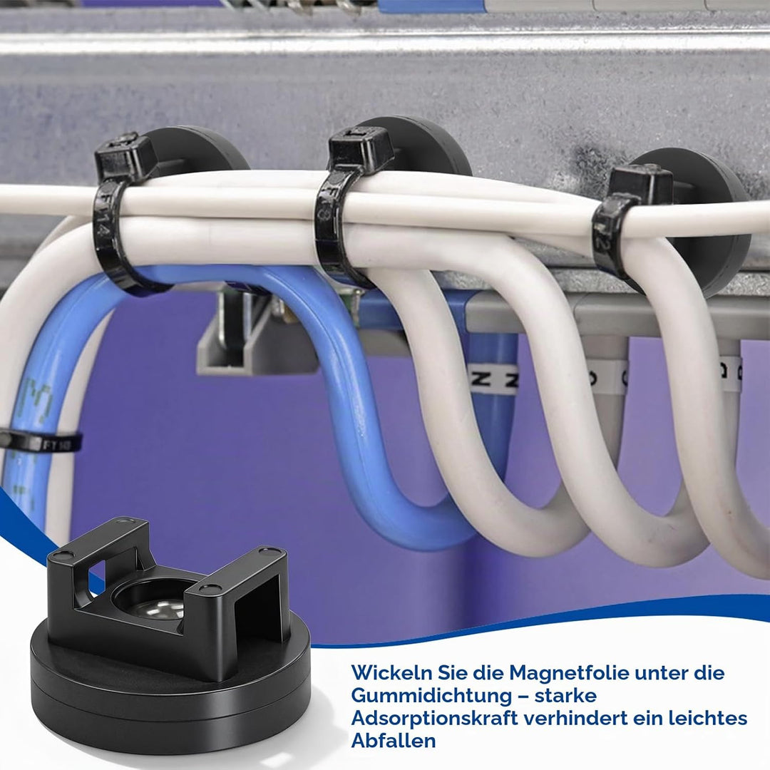 20 Stück Magnetische Kabelbinder-Halterungen, 31 mm Basis, magnetische Kabel-Clips, Magnetkabelhalte