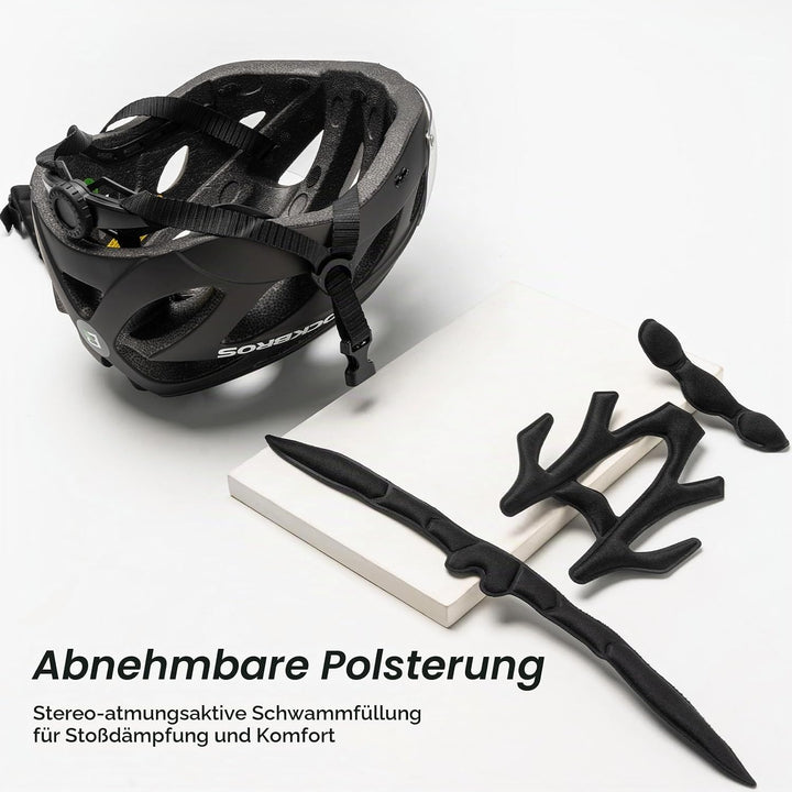ROCKBROS Fahrradhelm MTB Rennrad Radhelm Integriert mit Abnehmbaren Magnet Brillen Visier Grösse Ver
