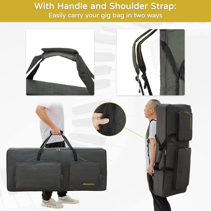 AKOZLIN 61-Tasten-Keyboardtasche, tragbar, robust, gepolstert, Gigbag, universell, wasserdicht, Oxfo