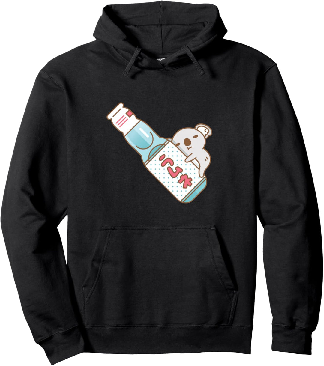 Baby Koala with Ramune japanese soda in Blue Pullover Hoodie