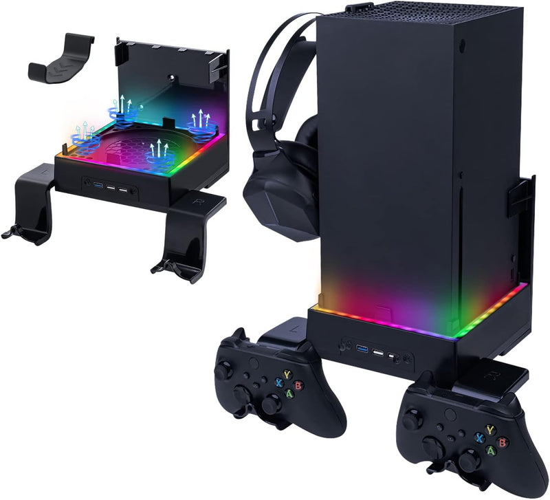 Mcbazel Xbox Series X Wandhalterung mit Kühler, RGB-LED-Kühlsystem Halterung mit einstellbaren Gesch