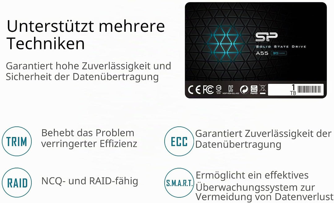 Silicon Power 2-Pack 1TB SSD 3D NAND A55 SLC Cache Performance Boost SATA III 2.5" 7mm (0.28") Inter