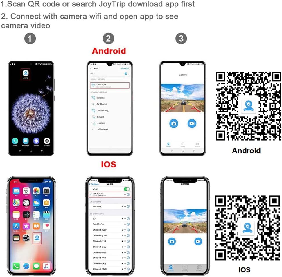 GOFORJUMP WiFi Rückfahrkamera Auto Rückfahrkamera 12V Mini Body Wasserdichter Tachograph für iPhone