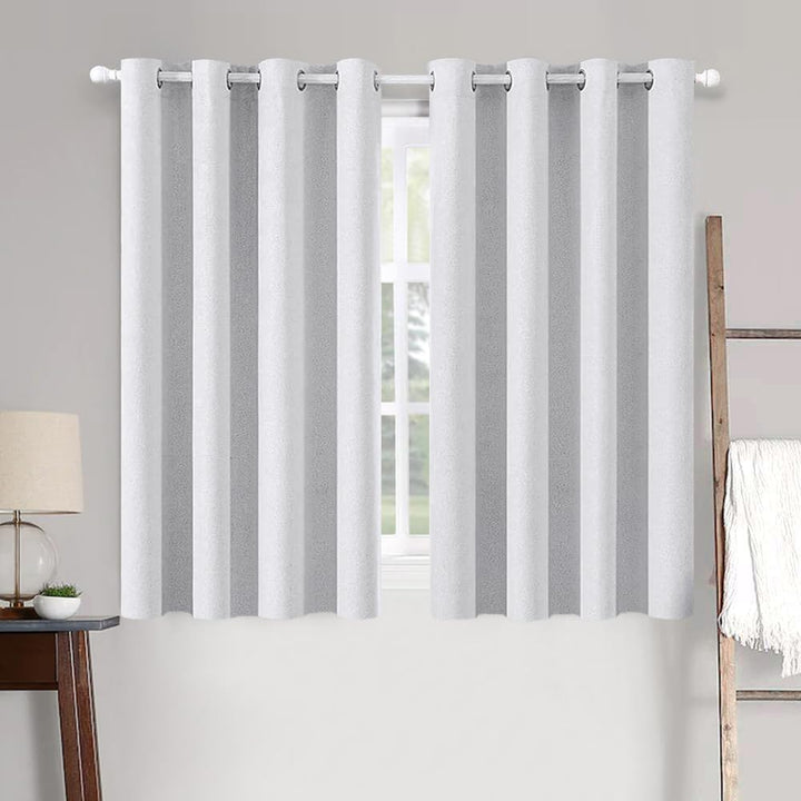 MIULEE Verdunklungsvorhänge mit ösen Gardinen Leinenoptik 2er Set 145 x 140 cm Grau Weiss Vorhang Bl